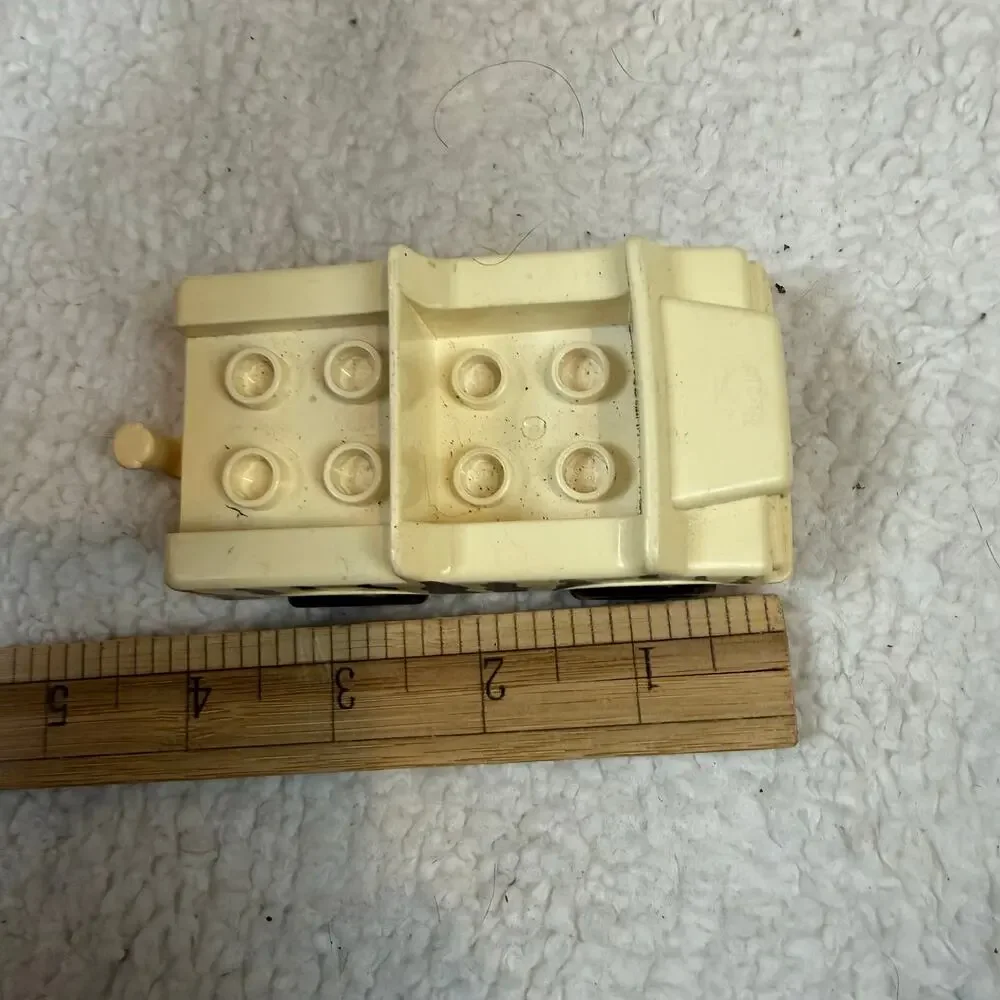 Vintage Lego Duplo Zoo Zebra Stripe Truck Car w Hitch Black White Vehicle Safari